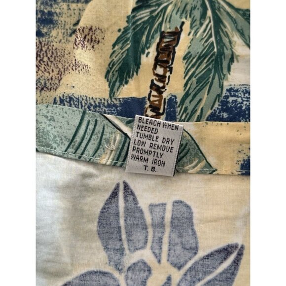 Pierre Cardin Hawaiian Shirt XL Tropical Floral Button Up Short Sleeve Yellow - Picture 5 of 9